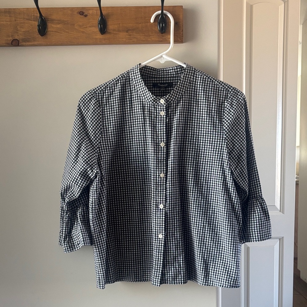 Madewell Black and White Gingham Button Down Shirt